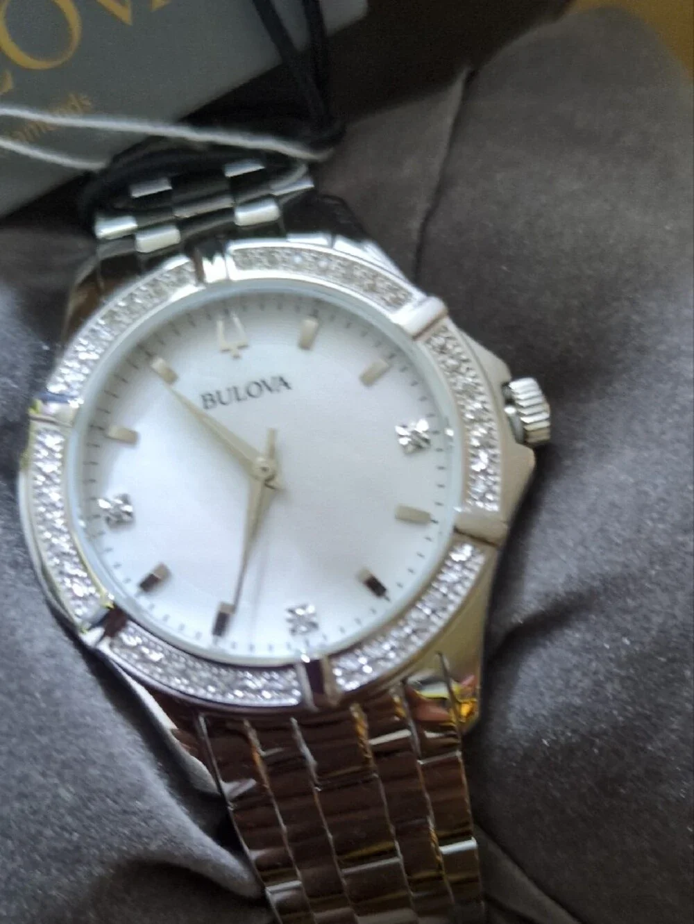 Bulova Silver-Tone Women's Crystal Accent Watch with White Dial